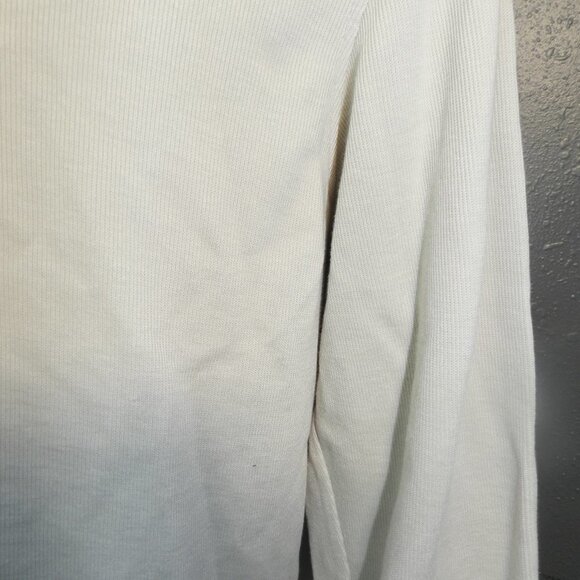 Van Heusen Mens Cream Pull Over Mid Zip Long Sleeve Collard Sweater Size Large - Picture 3 of 6